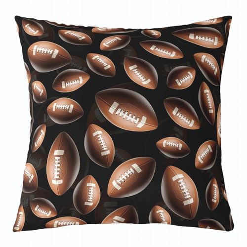 Feelyou Football Throw Pillow Covers 1 Pcs Rugby Sports Cushion Case Cartoon Brown Decor Pillowcase Indoor Outdoor Super Soft 16 x 16-Inch