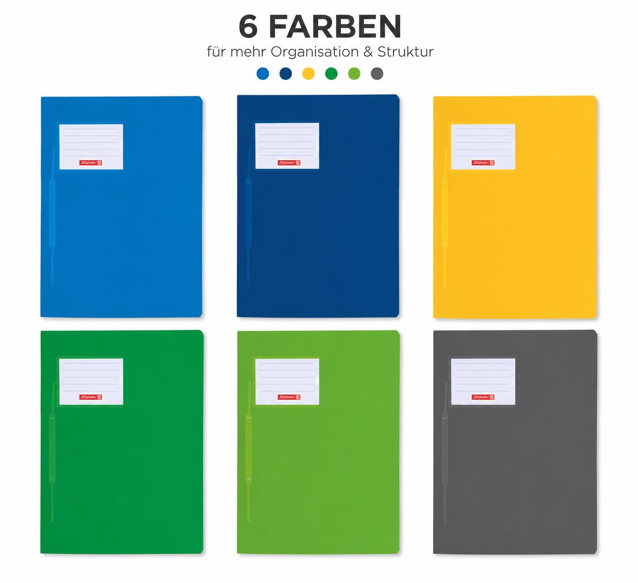 Brunnen | 12 Schnellhefter FACT!pp (A4, aus transluzentem PP, mit Namensschild, mit Einstecktasche innen) (12 Farben)