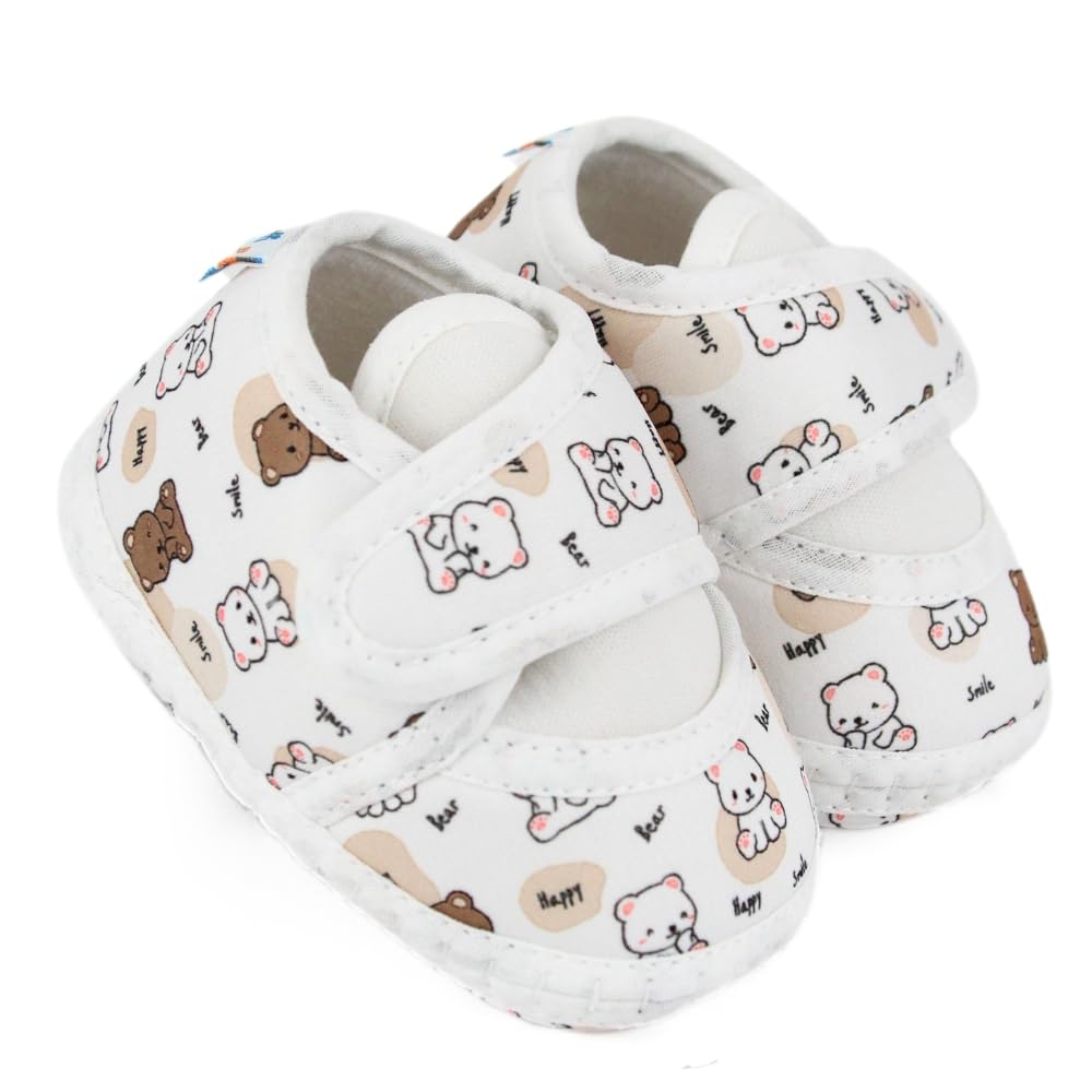 neska moda 6 To 12 Months Baby Boys & Girls Giraffe Printed Soft Cotton White,Brown Hook & Loop Shoe Booties-BT5583-picture-34