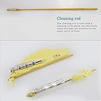 Vista 6 de Kit de limpieza para el cuidado del limpiador de flauta, kit de mantenimiento, aceite clave, grasa de corcho, hisopo, paño de limpieza, cepillo