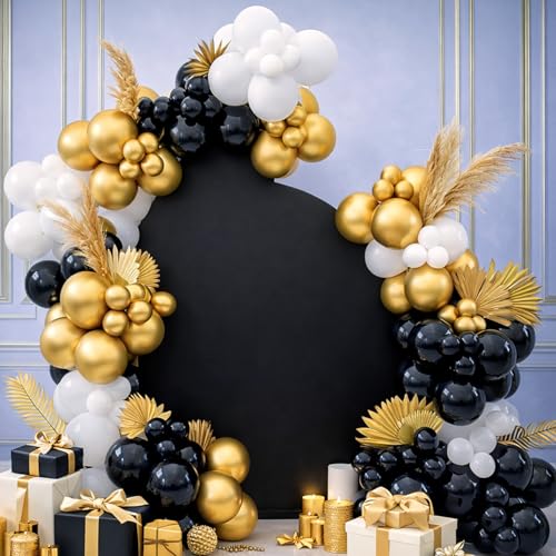 Image of Party Propz Party Decoration Balloons - Set of 31 Pcs Gold Black White Latex Balloons with Balloon Arch Strip for Birthday, Anniversary & Celebration Decor (Latex)