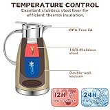 61oz Coffee Carafe Airpot Insulated Coffee Urn Stainless Steel Vacuum Thermal Pot Flask Dispenser for Coffee, Hot Water, Tea, Hot Beverage - Keep 12 Hours Hot, 24 Hours Cold (Gold)