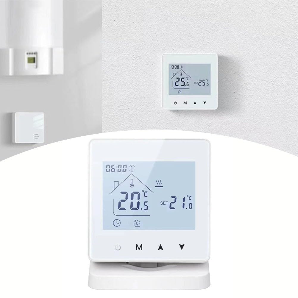 Termostato inalámbrico programable para caldera de gas, controlador de calefacción WiFi inteligente con receptor, control remoto a través de la aplicación Tuya, montado en la pared o soporte de