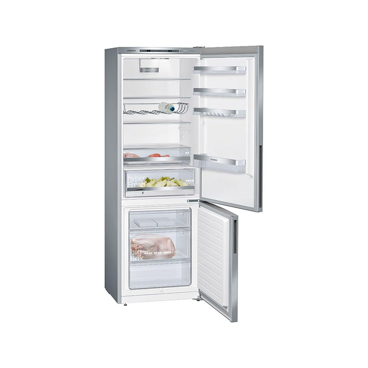 Siemens KG49EAICA iQ500 lodówko-zamrażarka, 201 x 70 cm, chłodzenie 302 l + 117 l zamrażania, funkcja LowFrost, szybsze chłodzenie, bardzo duża pojemność magazynowa, dużo miejsca