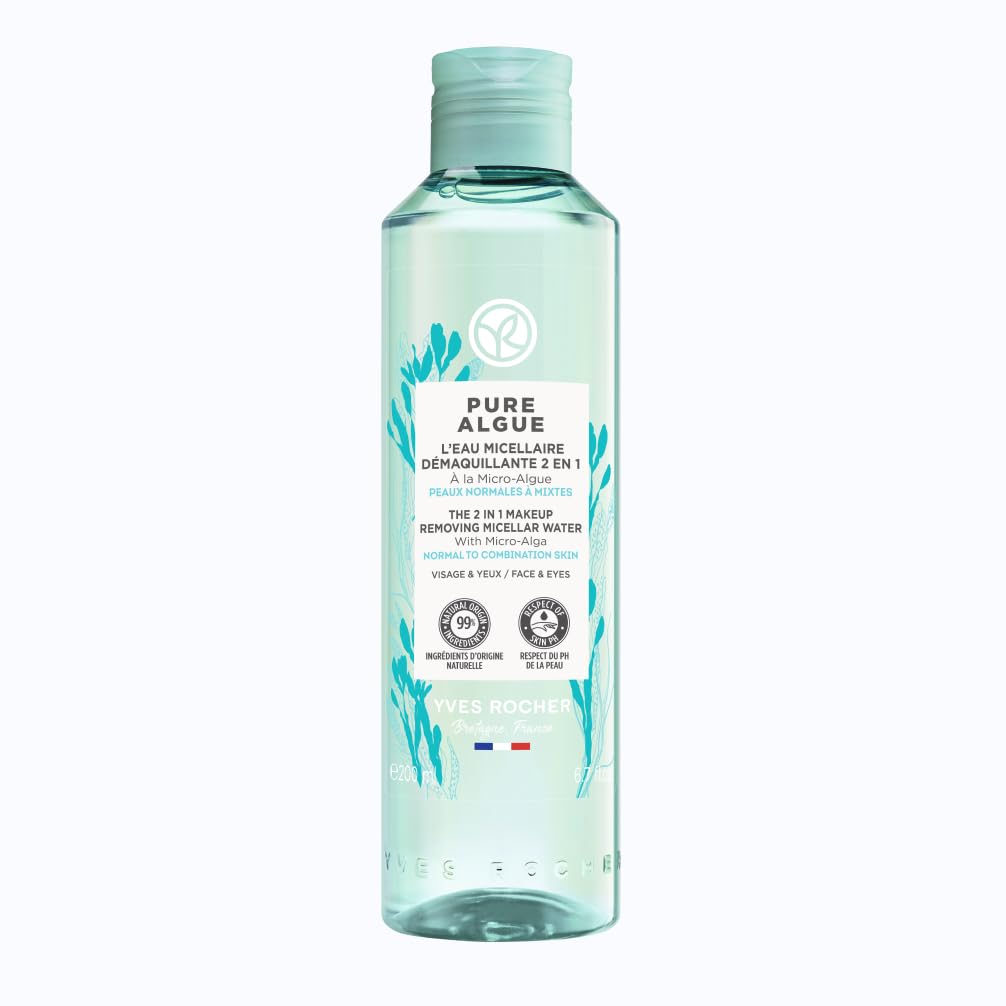 Yves Rocher PURE ALGUE 2-in-1 Mizellenwasser - Entfernt sanft Make-up und pflegt die Haut - Mit Mikroalgen - 200 ml