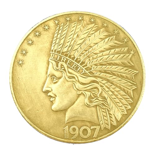 1907 Liberty Indian Head 10 Dollar Replica Coin, Uncirculated Morgan Dollars with Acrylic Display Case, Rare Old Coins for Collectors & History Enthusiasts (1PCS)