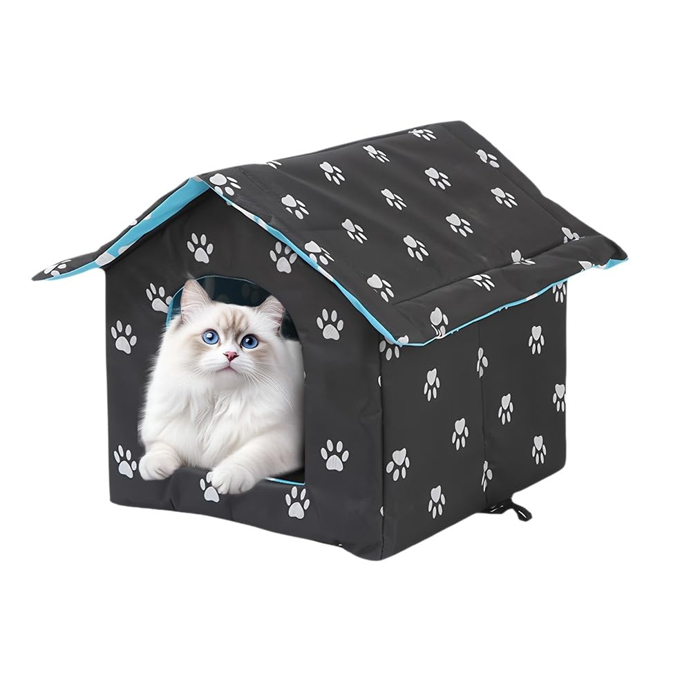 Casa para Gatos, Nicho De Exterior para Gatos, Casa Plegable para Gato, Caseta para Gat, Perros Y Gat Pequeños(35 X 33 X 30cm)