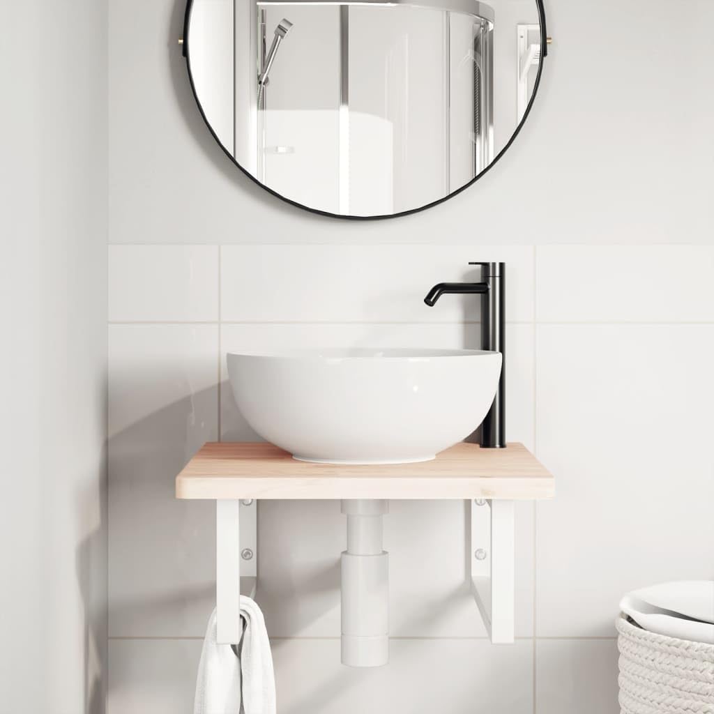 Set di 2 supporti per lavabo, in acciaio, rettangolari, per lavello lavabo, robusto supporto da parete per bagno e cucina, 20 x 45 cm