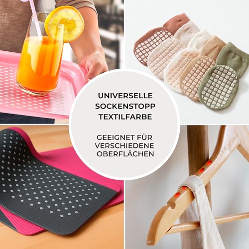 7 Artists Sock Stop Textilfarbe Grau 80 ml – Flüssiger Sockenstopper für Stoppersocken, Anti Rutsch Socken, Grip Socks Pilates | Antirutsch Kleber für Socken, Teppichfarbe