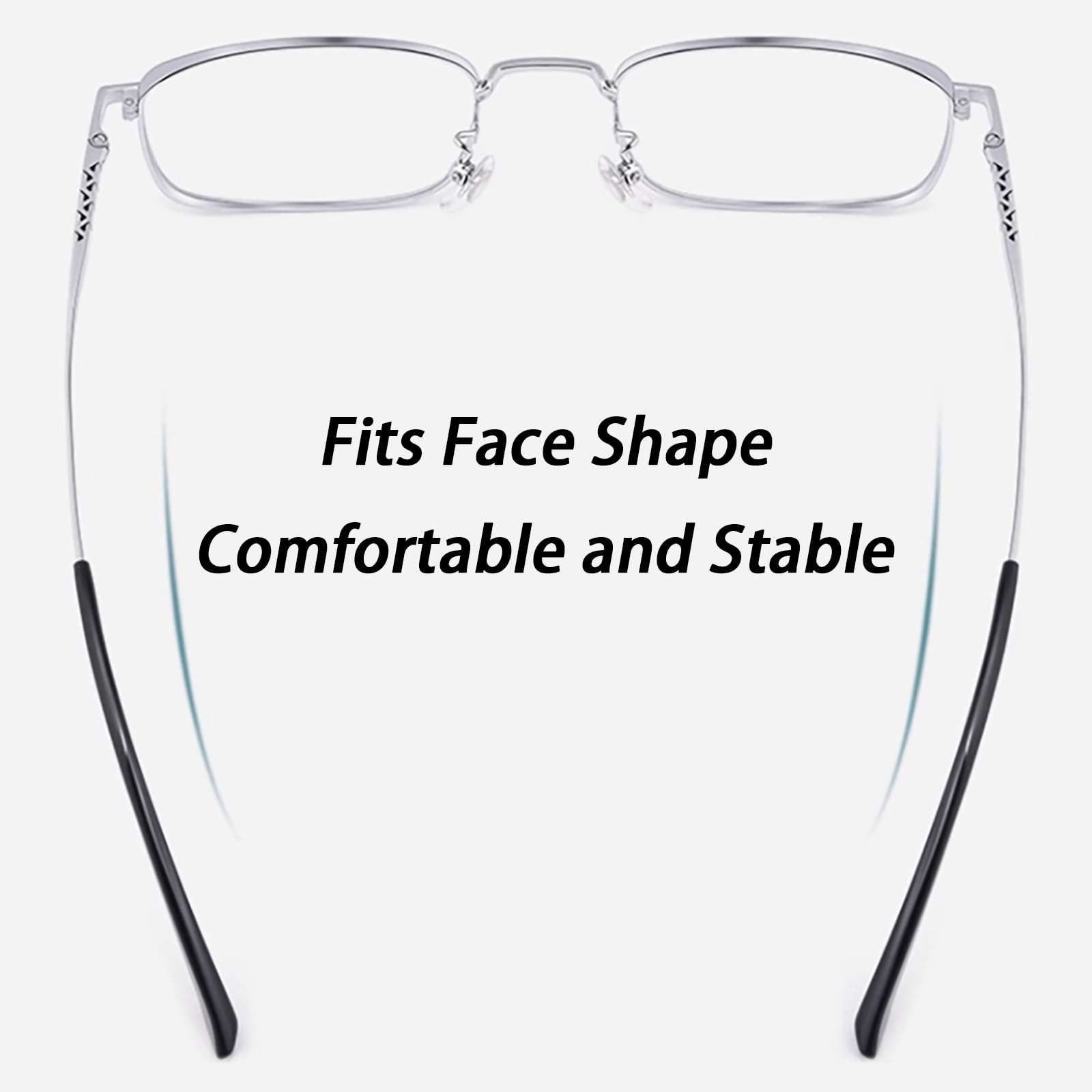 Rechteck Rahmen Lesebrille für Herren, Blaulichtfilter Metall Titan Lesebrillen Lesehilfe Anti-Blaulicht/Glare Computerbrille 1.0 1.5 2.0 2.5 3.0