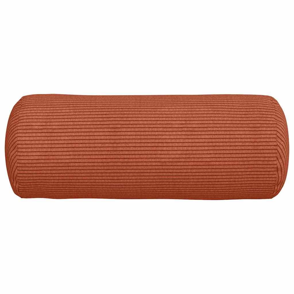 Coppia Cuscini a Rullo in Velluto a Coste Rosso Arancio 15x40 cm | Cuscini cilindrici decorativi sfoderabili per soggiorno, camera da letto e ufficio, imbottitura morbida.