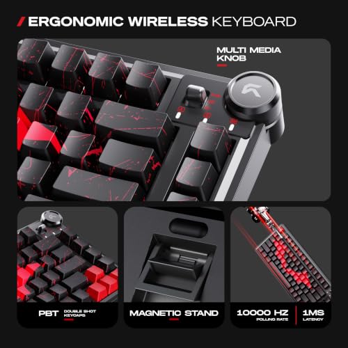 Image of CYBEART Nighthawk 75 The Batman Edition Wireless Mechanical Keyboard, 81 Keys with Multimedia Knob, Tri-Mode Bluetooth 5.1 /2.4GHz /Wired, Hot-Swappable, RGB Backlit, PBT Keycaps, 4000mAh Battery