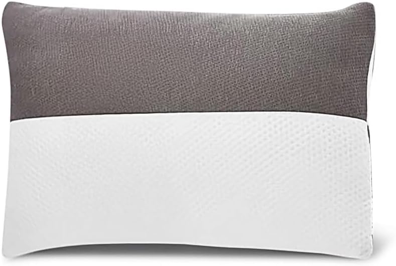 Sleeping Pillow | Height Adjustable | Soft & Fluffy Comfort | White & Grey | 27 x 16 Inch | Set of 1 |Free Extra Filling for Custom Comfort