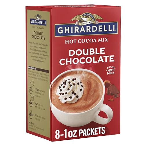 GHIRARDELLI Double Chocolate Hot Cocoa Mix, 8 Single-Serve Packets Rich and Decadent Hot Cocoa Made...