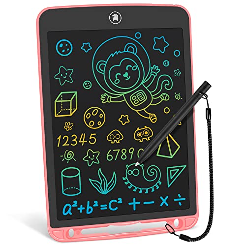 LCD Writing Tablet 10 Inch Toddler Doodle Board,Colorful Drawing Tablets,Electronic Writing Pads, Educational and Birthday Gifts for 3 4 5 6 7 Years Old Girls Boys and Kids (Pink)