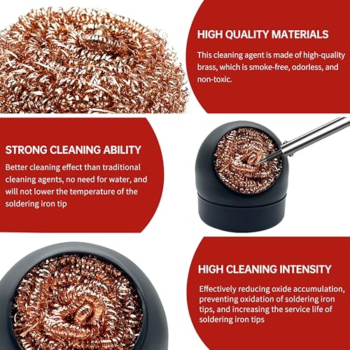 Image of Soldering Iron Tip Cleaner, Solder Tip Cleaning Wire, with 4 Soft Coiled Brass Wire ball