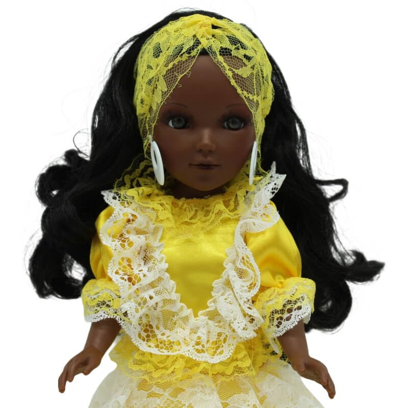 FOLK Muñeca Mari's mulata Oshun Ochun Vidal Rojas Dolls Original 41 cm. colección Vestido religioso santera. Fabricada en España Artesanía