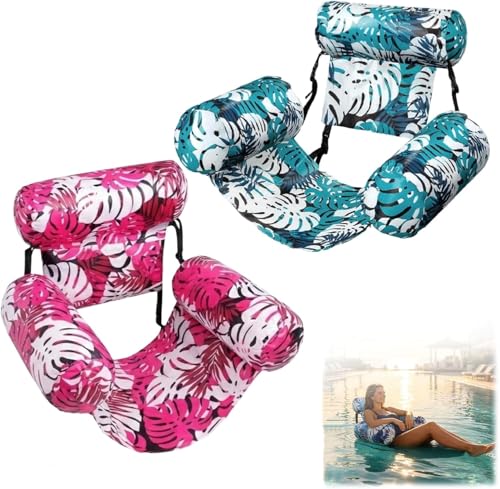 Bouee Piscine Adulte, 2 in 1 Matelas Piscine Gonflable, Hamac Polyvalent avec Chaises Flottantes, Matériau PVC Résistant, Chaise Longue Flottante,Pliable...