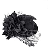 Nuevo y de alta calidad Ogquaton Señoras Fiesta Boda Pluma Sombrero Flor Fieltro Sombrero Inclinación Cóctel Sombrero Fiesta de graduación Sombrero Moda Decoración Gorras Negro 1 Piezas Conveniente y práctico