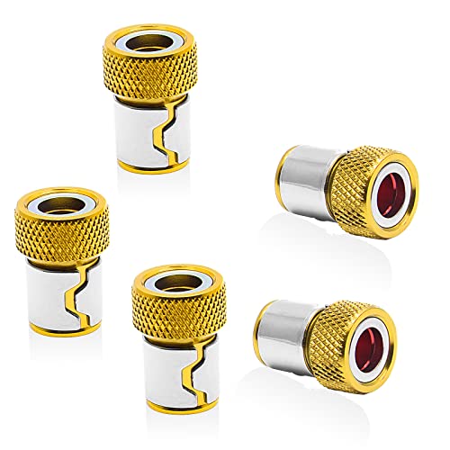 Zorveiio 5 Pcs Bit Magnetizer Ring, Magnetic Screw Ring Metal Bit Magnetizer Ring Screw Magnetic Holders For 1/4 Inch (6.35Mm) Hex Screwdriver And Powrer Bits - Yellow #TOP1