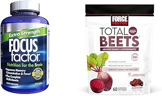 Focus Factor Adults Extra Strength, 120 Count - Brain Supplement for Memory & Force Factor Total Beets Soft Chews with Beetroot, Nitrates, L-Citrulline, Grapeseed Extract