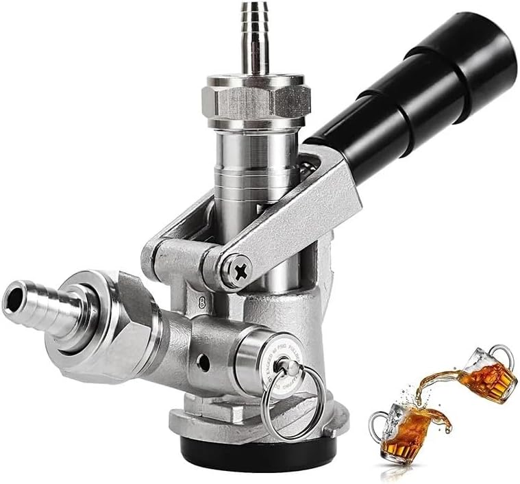 Commercial beer barrel coupling with shut-off valve, G5/8 "mini ball valve Sankey beer barrel coupling S/D type, beer faucet distributor parts(Light Grey)