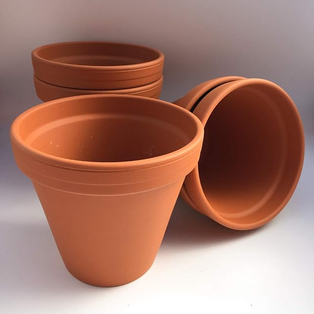 Weston Mill Pottery - Terracotta plant pots (pack of 5) 20cm diameter x 17.5 cm high [F20]