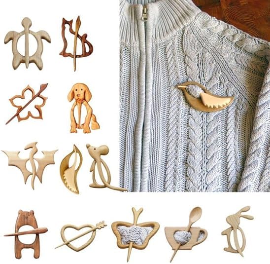 Image of 1Pc Brown Bear Animal Wooden Brooch Pins,Brooch Pin with Wooden Animal Pattern,Creative Fashion Wooden Animal Brooch,Cute Vintage Sweater Clips Small in Size and Light in Weight Decoration