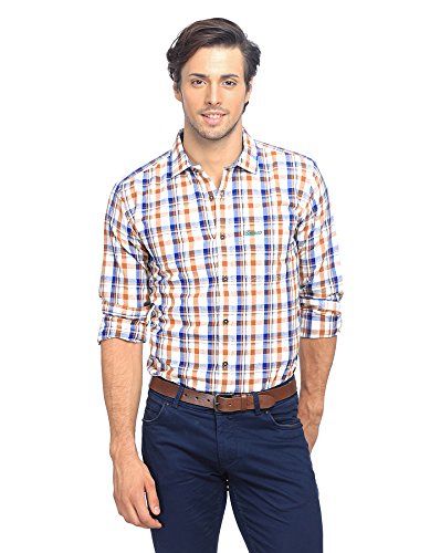 Image of BASICS 100% Cotton Checked Shirt for Men | Slim Fit | Everyday Smart Casual Wear | Full Sleeve