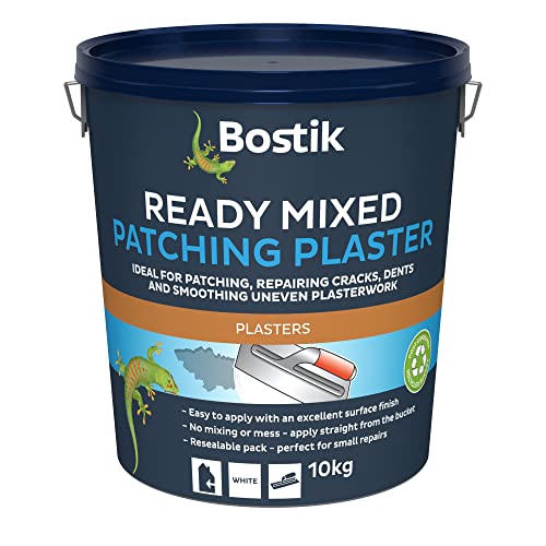 Bostik Ready Mixed Patching Plaster White - 10kg - Apply Straight from The Bucket - Repairing Cracks - Dents and Smoothing Uneven Plasterwork