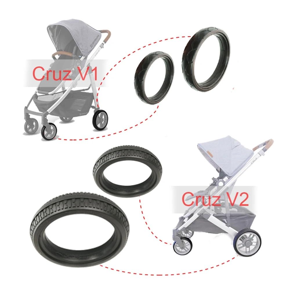 Każda opona koła wózka do Uppababy Cruz V1/V2 Buggy przednia lub tylna osłona opony PU bezdętkowa bezpośrednia wymiana akcesoriów dla niemowląt (2 tylne Cruz V2)