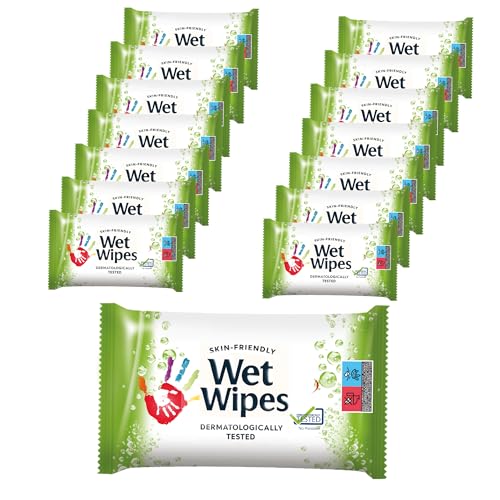 Lingettes humides Fresh'n Soft : lot de 14 paquets compacts de poche pour les mains et la peau