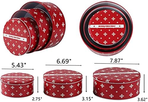 Miniatura 4 de Latas de galletas de caramelo de Navidad, caja de lata pequeña de almacenamiento de alimentos para regalo, metal extra grueso, juego de 3 (nieve