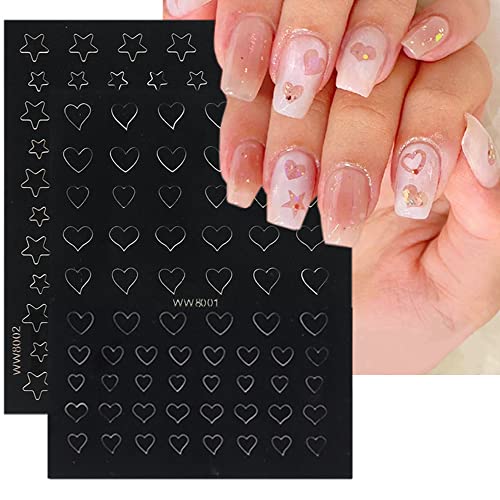 Airbrush Nail Stickers Guides Hollow Nail Art Stencils Tools 3D Self-Adhesive Templates Nail Decals French Heart Butterfly Manicure Auxiliary Nail Accessories Nail Forms Designer Nail Decorations 6Pcs #TOP3