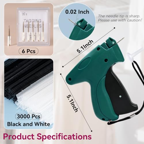 Image of Aisoso Handheld Tagging Gun for Clothes, with 3000 Fasteners, Green
