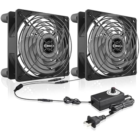 MEGAttA 120mm Cooling Fan with AC Plug,High Speed 2500 RPM Low Noise,Cooling for Receiver,Raspberry, PlayStation, Game Consoles, Fiber Modem, Internet Gateway,Cabinet(Light Gray,2PCS) Cover