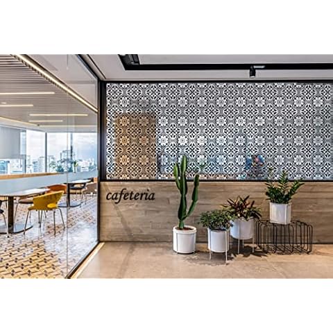Transparant Window Glass Film Talavera Tile Design Decorative Purpose Office Kithcen Bathroom Application (Mexican Tile Design 02) Cover