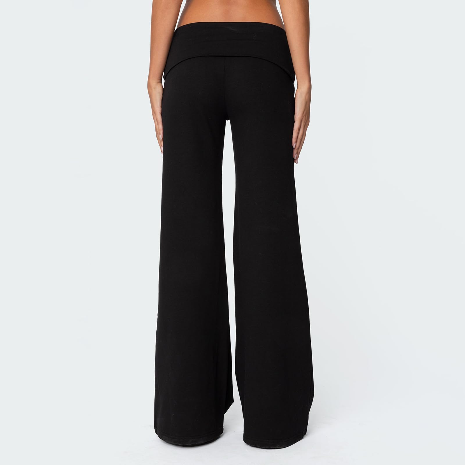 Nicoxijia Leggings da donna svasati pieghevoli pantaloni da yoga leggings svasati fondo a campana Y2K vita bassa gamba larga pantaloni della tuta