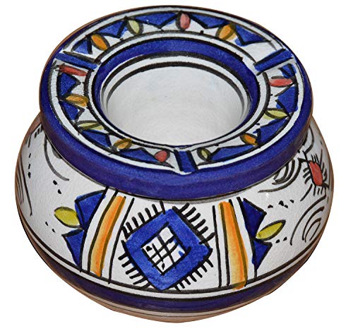 Ceramic Ashtrays Hand Made Moroccan smokeless Ceramic Vivid Colors Medium