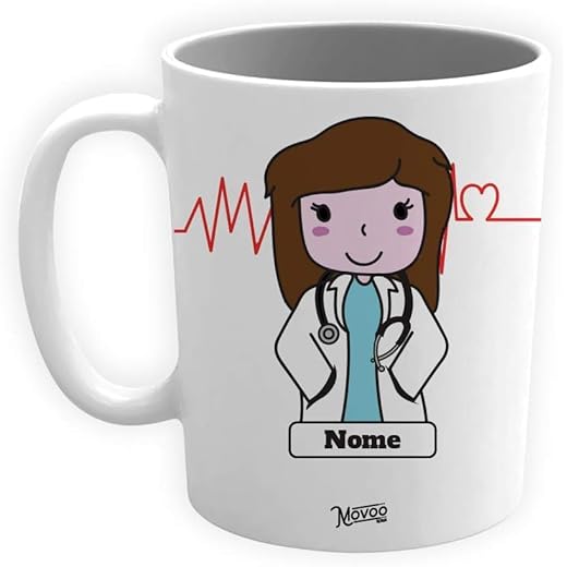 Movoo Design Tazza Medico Donna Mug Lavabile in Ceramica Personalizzata con Nome