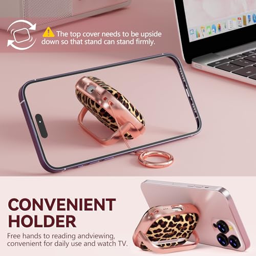 Image of Inesore for AirPods Pro 3 Case Cover 2025 with Lock-Brown+Yellow Cheetah | Two-Piece Design,with Gold Keychain & Clean Pen, As Phone Stand,Support Wireless Charging,Cute Luxury Case for Women Girly
