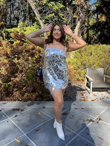 RYANTH Sequin Short Homecoming Dresses for Teens 2025 Square Neck Sparkly Tight Porm Dress Bodycon Party Mini Dress4