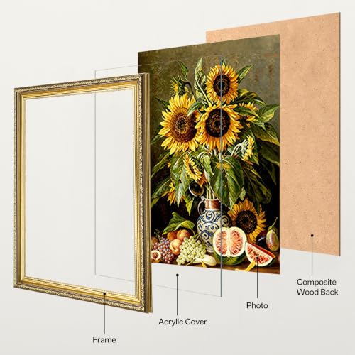 Image of eletecpro 11x17 Picture Frames Set of 2 with Clear Acrylic Cover, Gold | Ornate Vintage Gold Photo Frames Display 11x17 Photo for Home Wall Decor
