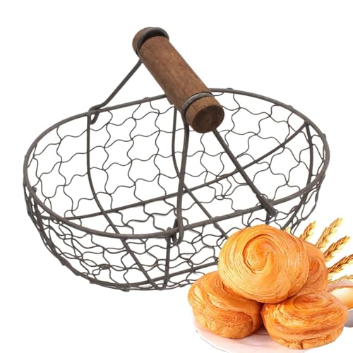 Cesto Di Uova In Metallo, Portata Agricola Vintage pic-colo Porta D'uo-vo, Cesto Di Uova In Filo Di Ferro Ovale, Cestino Delle Uova Per Raccogliere Uova