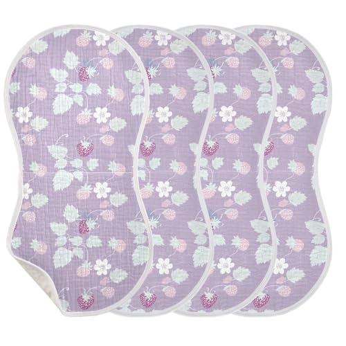 Slow Style Strawberry Lavender Cotton burping Cloths for Babies Soft Touch Feed Cloth for Set of 2, 22x11in3