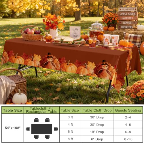 Image of Smiry Disposable Table Cloth - 10 Pack, 54 x 108 Inch Waterproof Rectangle Tablecloths for Parties, Decorative Plastic Table Cover, Leakproof & Sturdy, Coffee & Orange