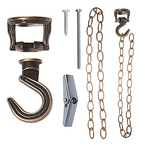 2 ensembles crochets plafond pivotants lourd bronze