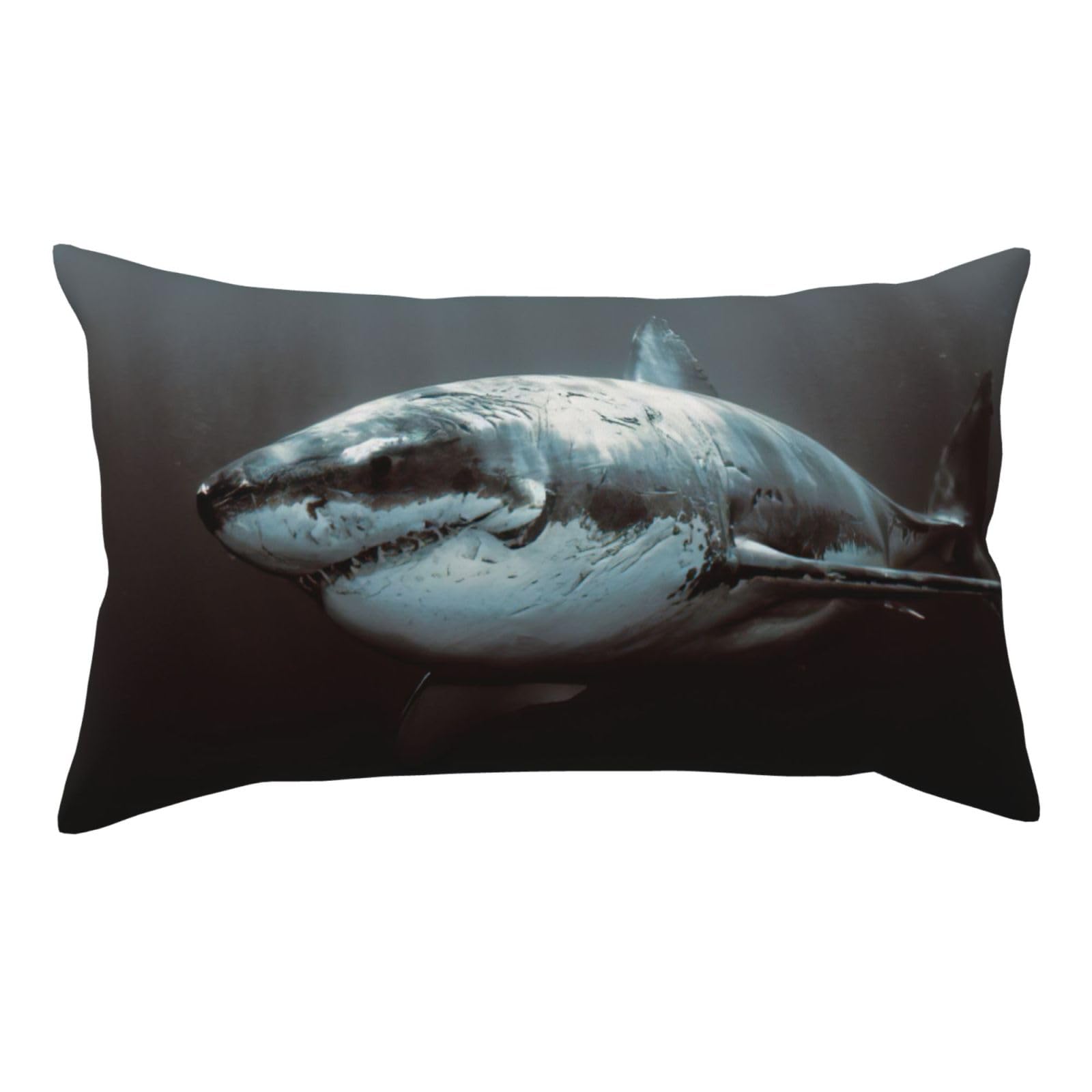 Great White Shark Print Body Pillow Cases 91×50cm, Super Soft And Cozy Fuzzy Pillow Cover With Hidden Zipper