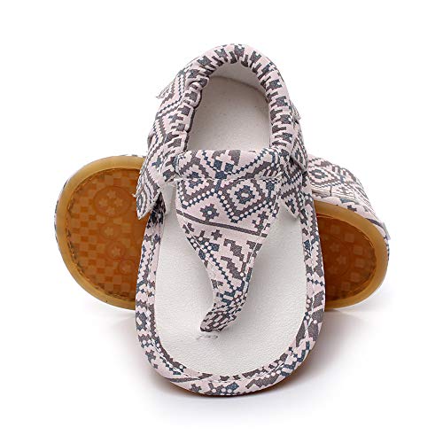 HsdsBebe Infant Baby Girls PU Leather Summer Sandals Rubber Non Slip Soft Sole Toddler Outdoor Beach Tassel First Walker Newborn Slippers Shoes(ZH175 Printing Light Purple,3)