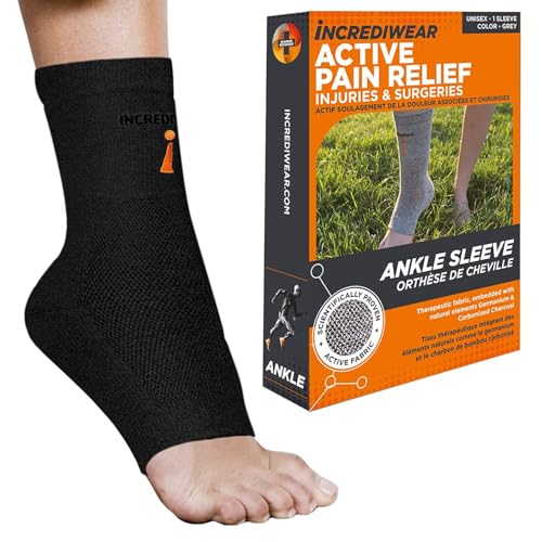 Image of Incrediwear Ankle Sleeve - Infrared Ankle Brace for Women and Men to Support Pain Relief, Swelling, Plantar Fasciitis, Sprains, Achilles, Arthritis (Black, X-Large)
